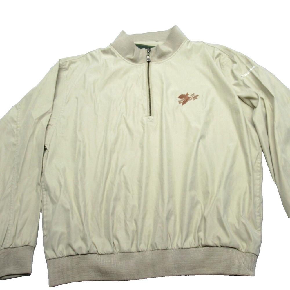 Weatherproof Jacket Mens Large Cream Knit Trim Golf 1/4 Zip Pullover Salem 2001